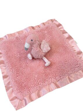 Cloud Island Pink Flamingo Plush Lovey Baby Security Blanket Satin Trim